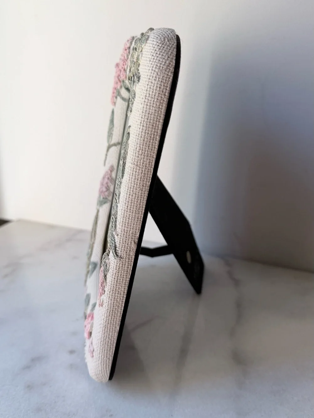 Shabby Chic Cream Frame with Pink Floral Embroidery design